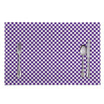 Purple And White Checkered Pattern Print Placemat