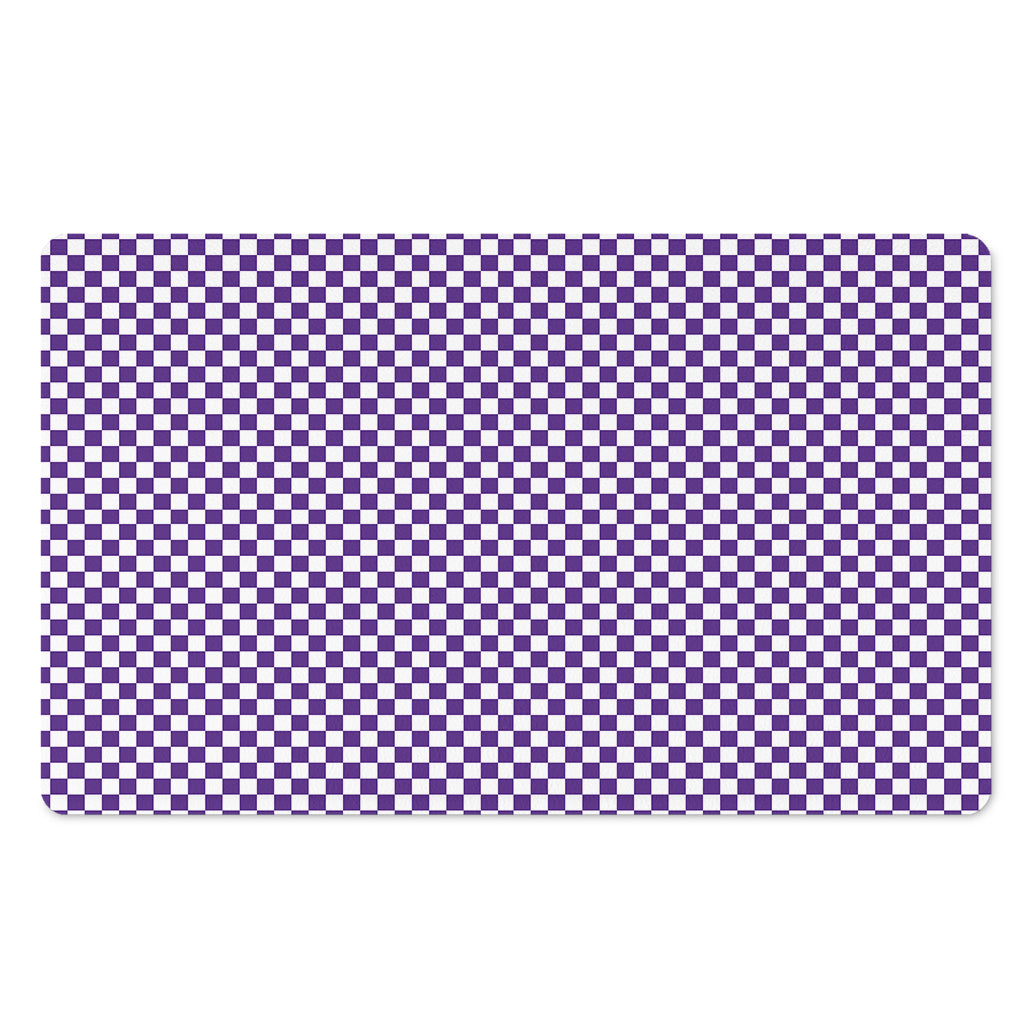 Purple And White Checkered Pattern Print Polyester Doormat