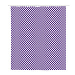 Purple And White Checkered Pattern Print Polyester Shower Curtain
