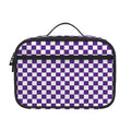Purple And White Checkered Pattern Print Portable Lunch Bag