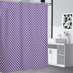 Purple And White Checkered Pattern Print Premium Shower Curtain