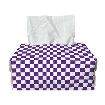 Purple And White Checkered Pattern Print Rectangle Tissue Box Cover