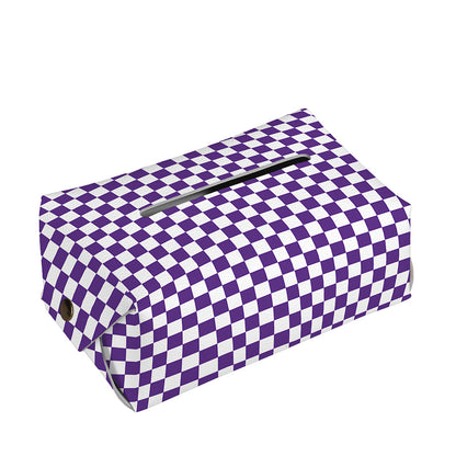Purple And White Checkered Pattern Print Rectangle Tissue Box Cover