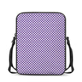 Purple And White Checkered Pattern Print Rectangular Crossbody Bag