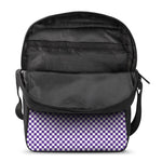 Purple And White Checkered Pattern Print Rectangular Crossbody Bag