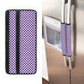 Purple And White Checkered Pattern Print Refrigerator Handle Covers