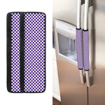 Purple And White Checkered Pattern Print Refrigerator Handle Covers