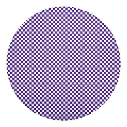 Purple And White Checkered Pattern Print Round Blanket