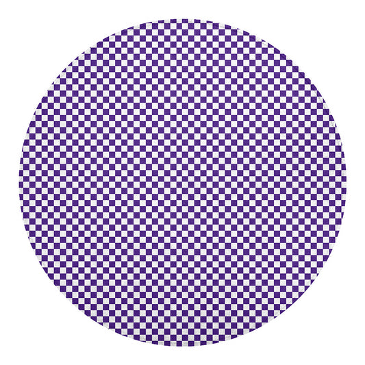 Purple And White Checkered Pattern Print Round Blanket