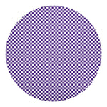 Purple And White Checkered Pattern Print Round Blanket