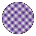 Purple And White Checkered Pattern Print Round Floor Mat