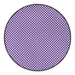 Purple And White Checkered Pattern Print Round Floor Mat