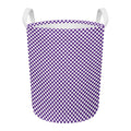 Purple And White Checkered Pattern Print Round Laundry Basket