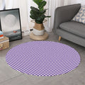 Purple And White Checkered Pattern Print Round Rug