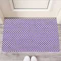 Purple And White Checkered Pattern Print Rubber Doormat