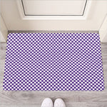 Purple And White Checkered Pattern Print Rubber Doormat
