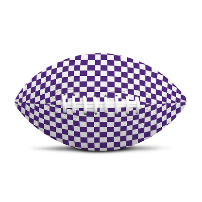 Purple And White Checkered Pattern Print Rugby Ball