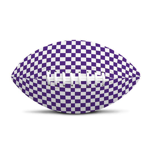 Purple And White Checkered Pattern Print Rugby Ball
