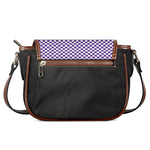 Purple And White Checkered Pattern Print Saddle Bag