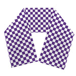 Purple And White Checkered Pattern Print Scarf