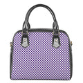 Purple And White Checkered Pattern Print Shoulder Handbag