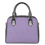 Purple And White Checkered Pattern Print Shoulder Handbag