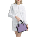 Purple And White Checkered Pattern Print Shoulder Handbag