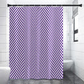 Purple And White Checkered Pattern Print Shower Curtain