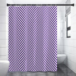 Purple And White Checkered Pattern Print Shower Curtain