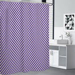 Purple And White Checkered Pattern Print Shower Curtain