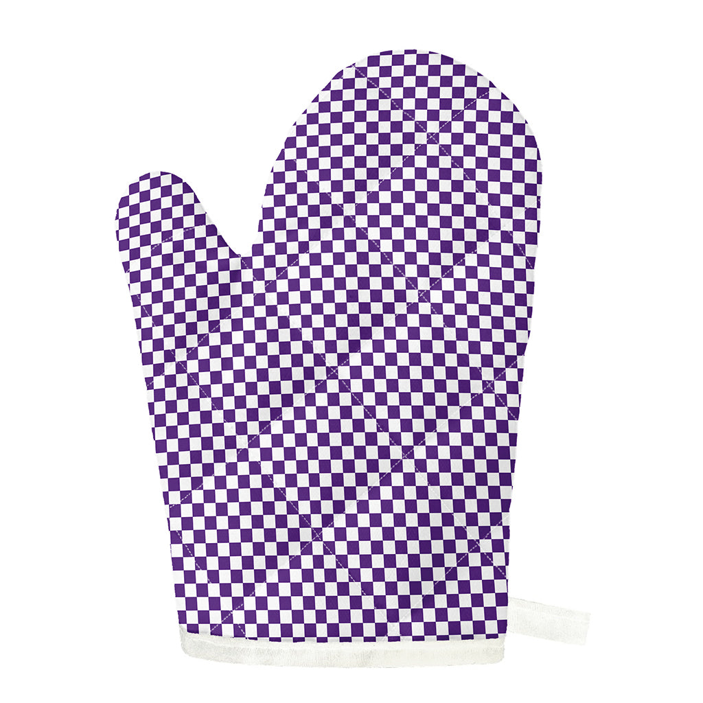 Purple And White Checkered Pattern Print Single Oven Mitt