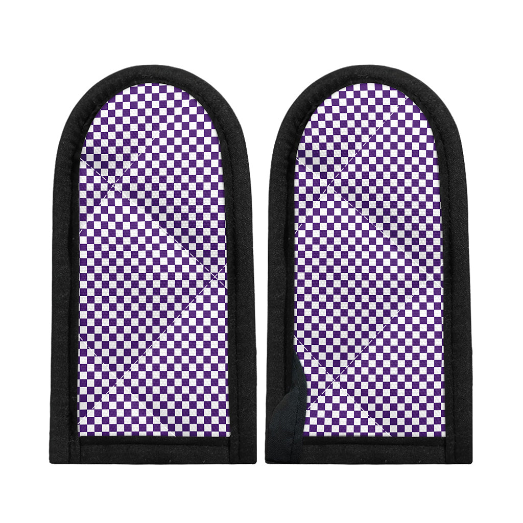 Purple And White Checkered Pattern Print Skillet Handle Cover