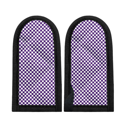 Purple And White Checkered Pattern Print Skillet Handle Cover