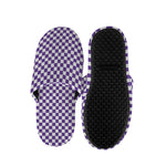 Purple And White Checkered Pattern Print Slippers