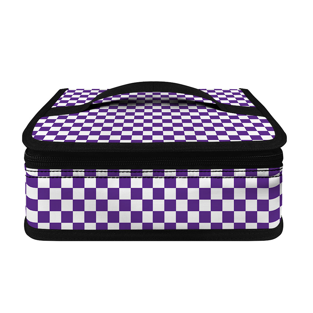 Purple And White Checkered Pattern Print Small Lunch Bag