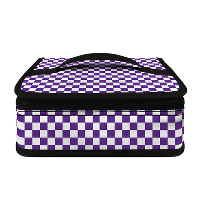 Purple And White Checkered Pattern Print Small Lunch Bag
