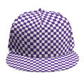 Purple And White Checkered Pattern Print Snapback Cap