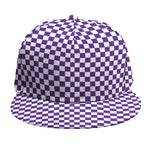 Purple And White Checkered Pattern Print Snapback Cap