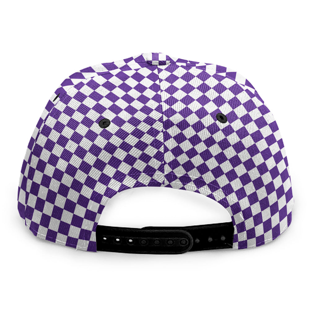 Purple And White Checkered Pattern Print Snapback Cap