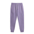 Purple And White Checkered Pattern Print Sweatpants