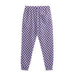 Purple And White Checkered Pattern Print Sweatpants
