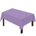 Purple And White Checkered Pattern Print Tablecloth