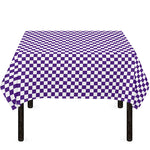 Purple And White Checkered Pattern Print Tablecloth