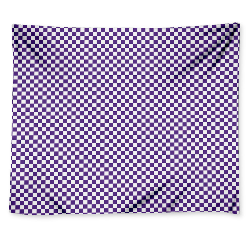 Purple And White Checkered Pattern Print Tapestry