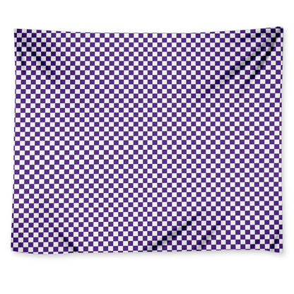 Purple And White Checkered Pattern Print Tapestry
