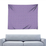 Purple And White Checkered Pattern Print Tapestry