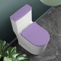 Purple And White Checkered Pattern Print Toilet Lid And Tank Cover Set