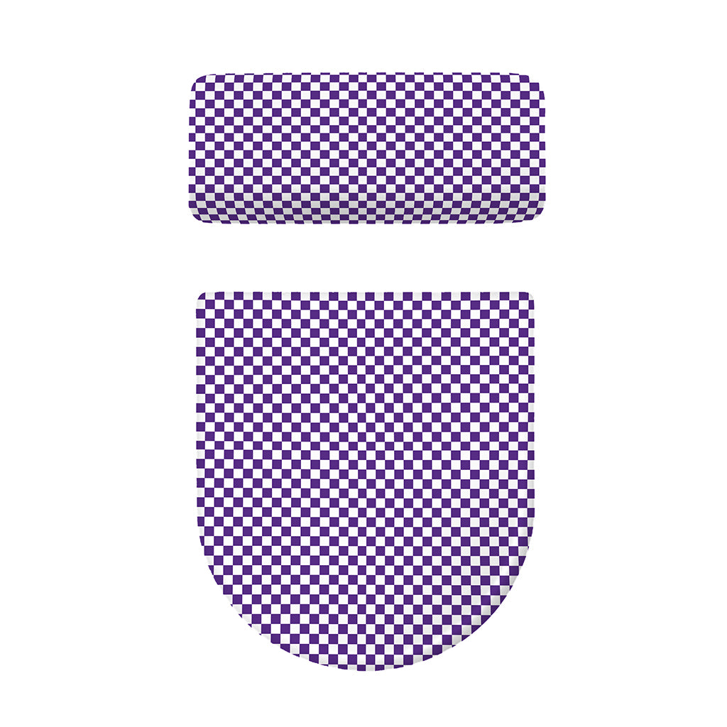 Purple And White Checkered Pattern Print Toilet Lid And Tank Cover Set