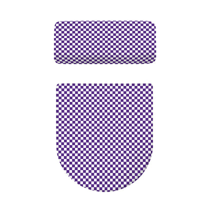 Purple And White Checkered Pattern Print Toilet Lid And Tank Cover Set