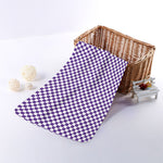 Purple And White Checkered Pattern Print Towel